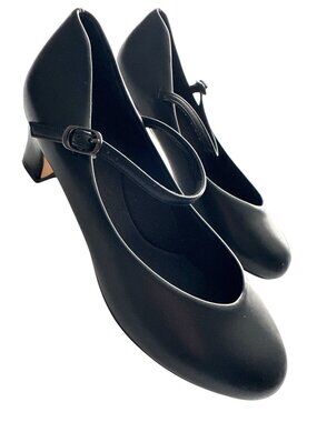 Stella Black Mary Jane Heels Character Strap Buckle Almond Toe 2” Heel Size 8.5